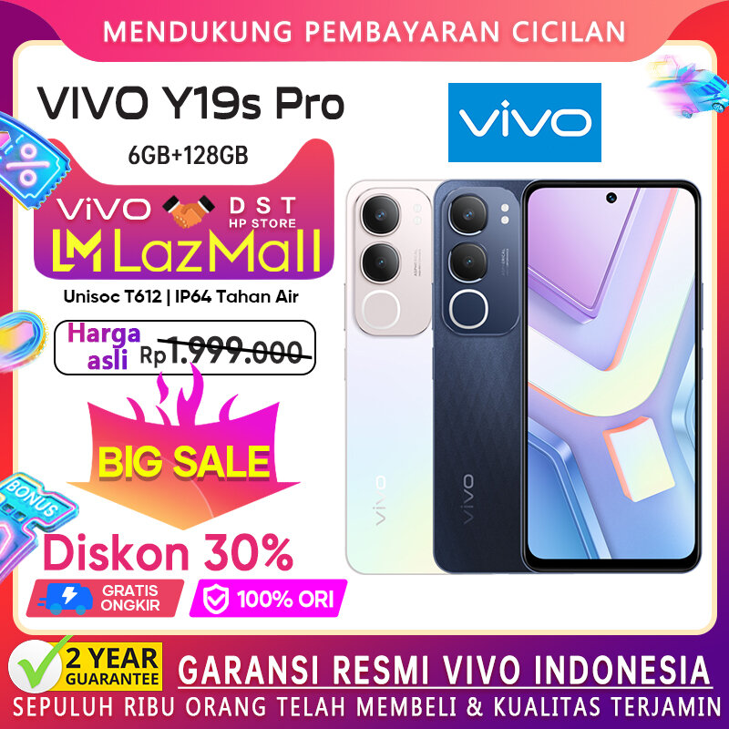HP Vivo y19s Pro 6/128GB 50MP unisoc T612 IP64 100% original warranty official Vivo Indonesia Giá 1,599,000 Đồng*Miễn phí vận chuyển