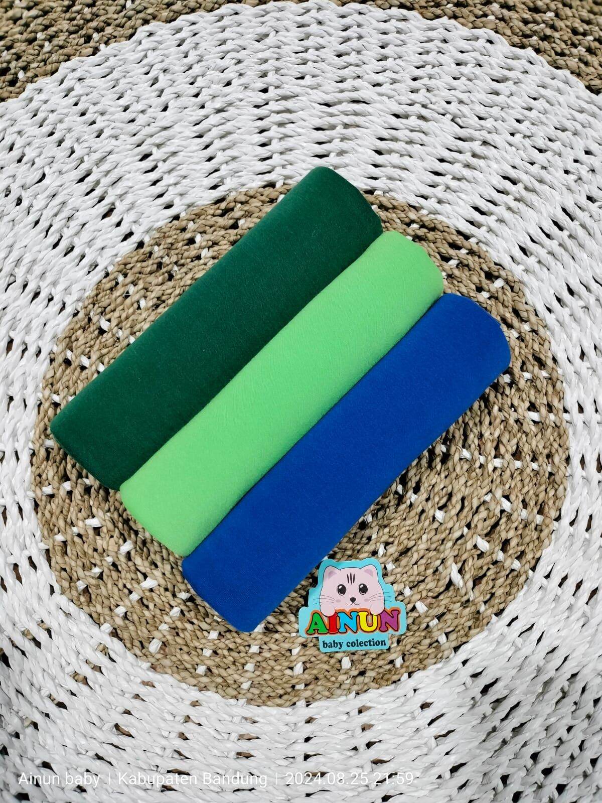 Bedong Bayi Ainun Emang Yahut/ Bedong Bayi Polos Rainbow Selimut Bayi Alas Bayi Perlengkapan Tidur Bayi Isi 3 Pcs Dan 6 Pcs