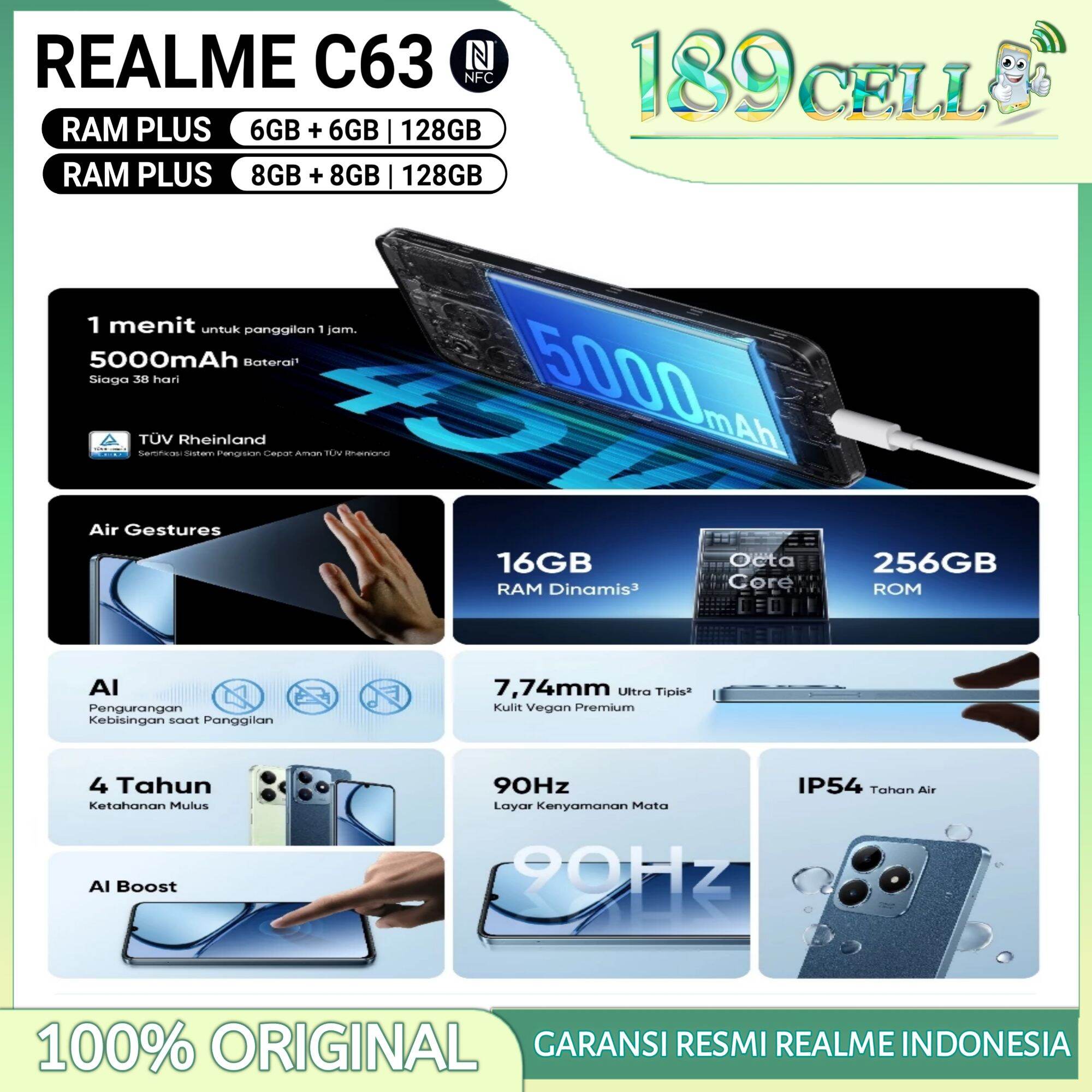 REALME C63 RAM 8/128 GB | REALME C 63 RAM 6/128 GB GARANSI RESMI REALME INDONESIA. 