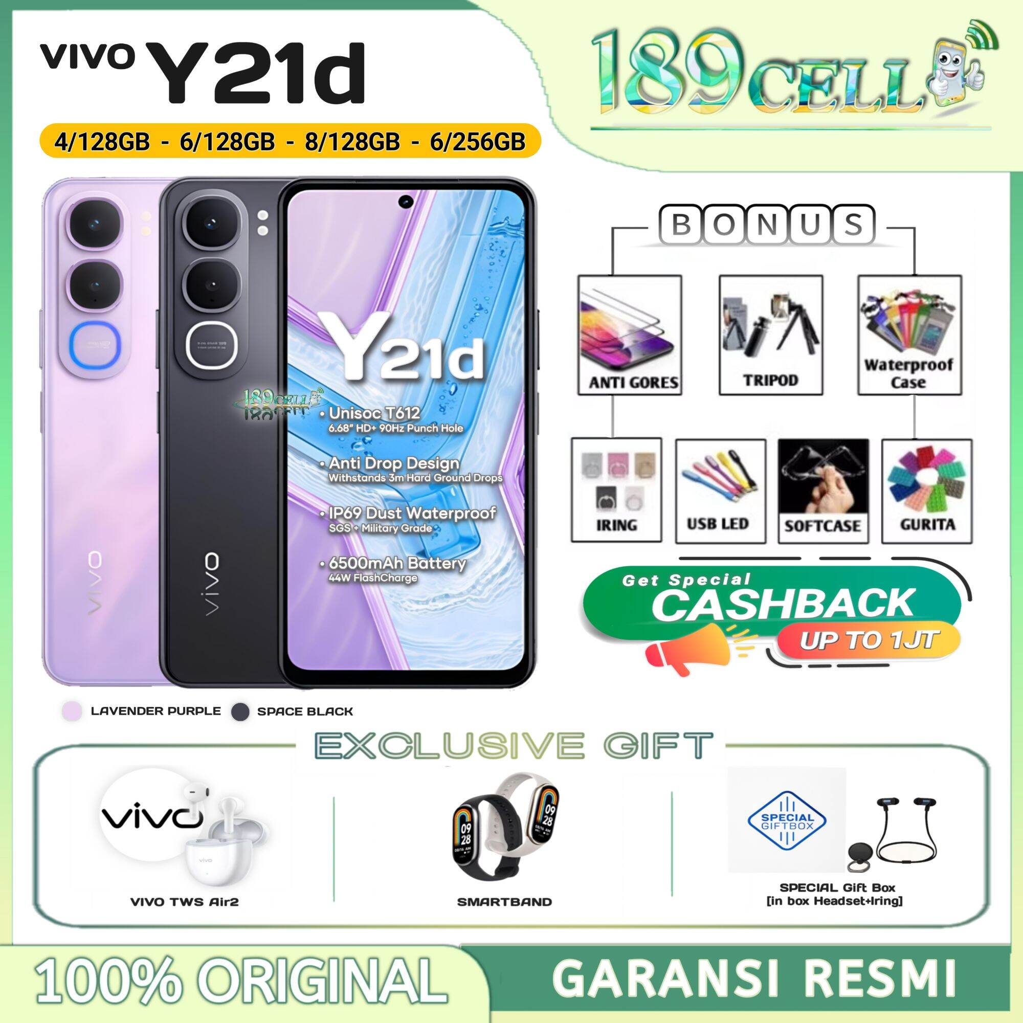 Vivo Y21D 4/128Gb 6/128Gb 8/128Gb 6/256Gb - 50Mp Underwater Camera - Vivo Y 21D Y21 D Harga  1,909,900 Ringgit*Penghantaran Percuma