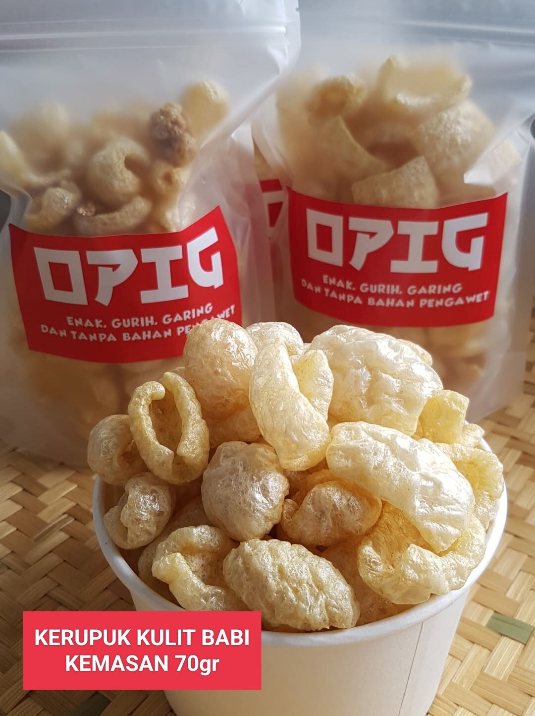 Kerupuk kulit babi cap opig kemasan 70gr | Lazada Indonesia