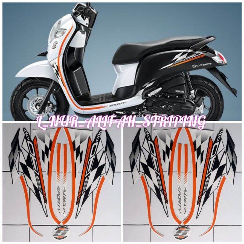 STIKER STRIPING LIS LES POLET BODY MOTOR HONDA SCOOPY SPORTY 2018 PUTIH