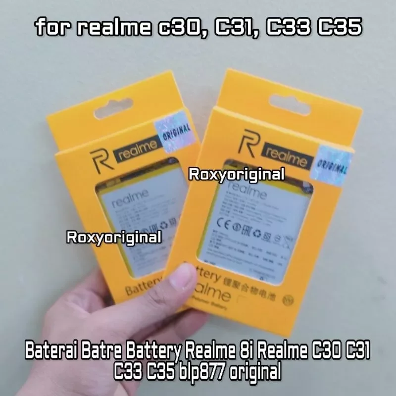 Baterai HP REALME C33 ORIGINAL 100% BLP877 | Batu Batre Battery Batrei Batere Batrai Tanam Real Me C33 ORI Model BLP-877 BLP 877. 