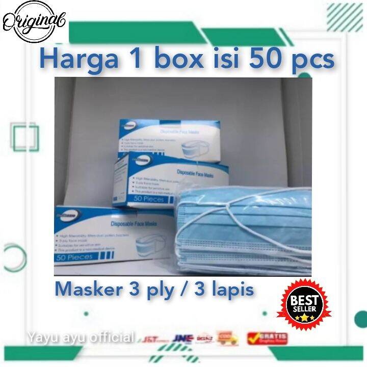 Masker Disposable Isi 50 Pcs Per Box Masker 3 Ply Masker 3 Lapis Masker ...