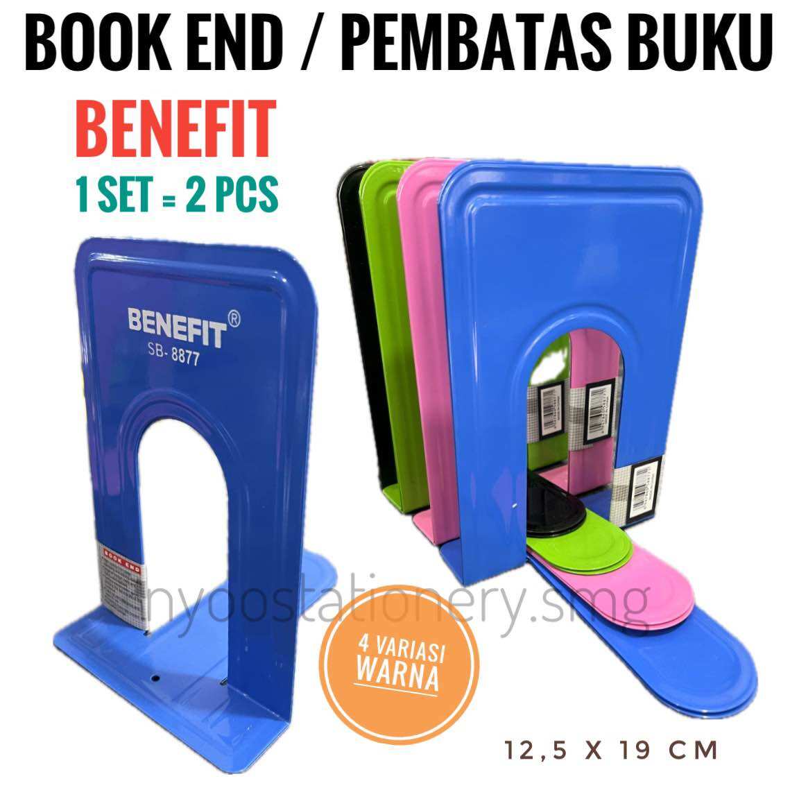 (1 SET = 2 PCS) BOOK END / PEMBATAS BUKU BESI COMBO BENEFIT ESTETIK