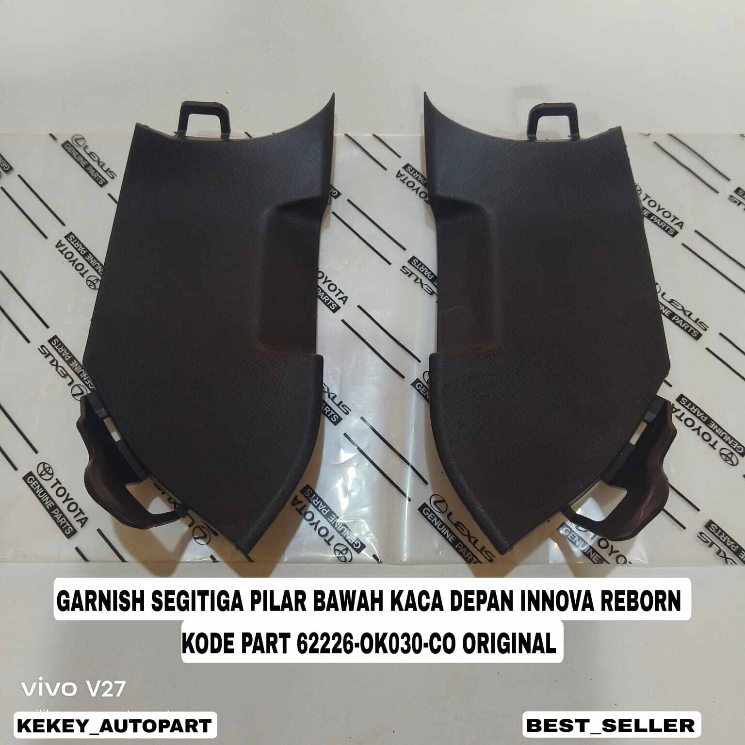 Garnish segita pilar bawah kaca depan toyota innova reborn part 62226-OK030-CO original Harga  75,000 Ringgit*Penghantaran Percuma