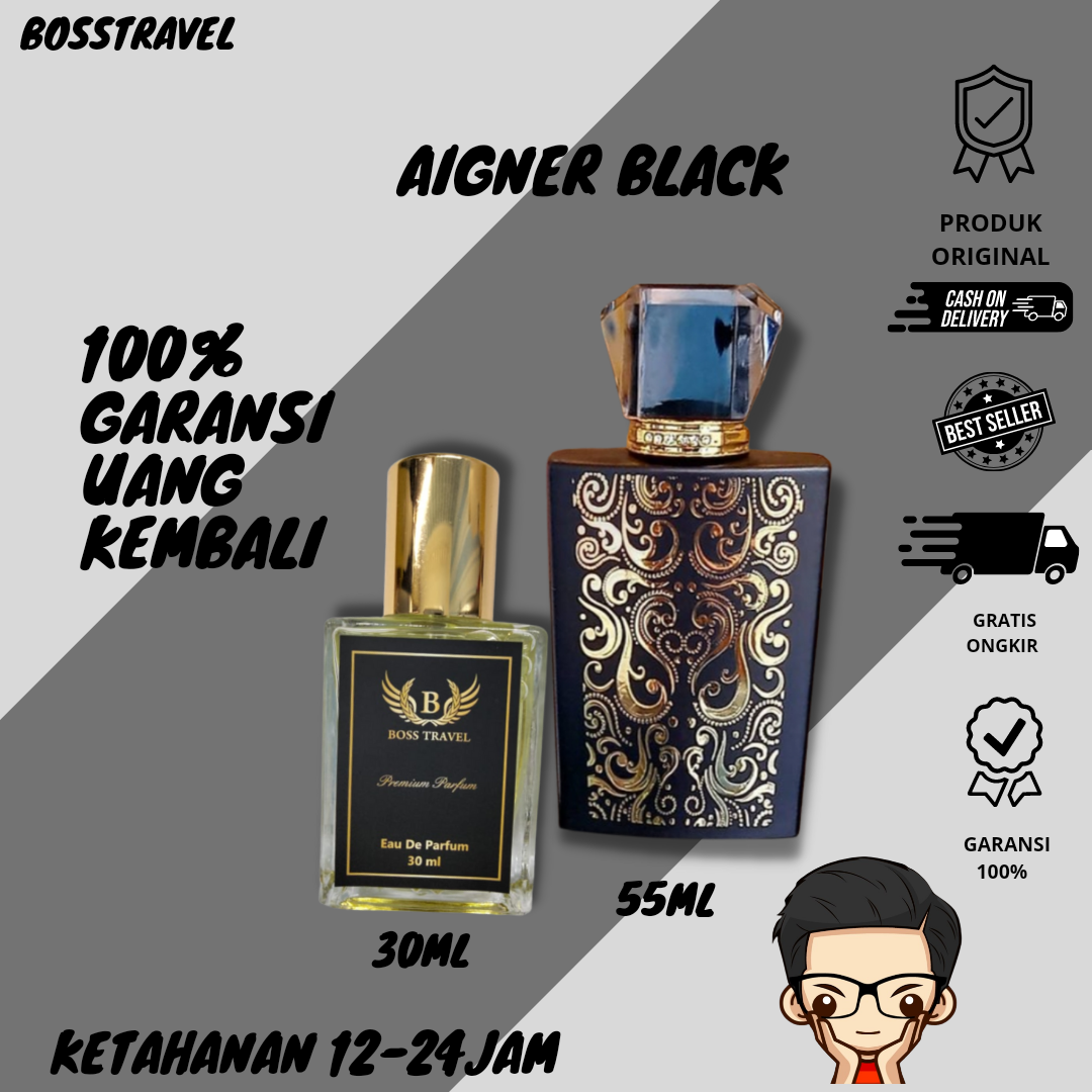 Bosstravel. parfum pria aroma AIGNER BLACK no alkohol tahan 12