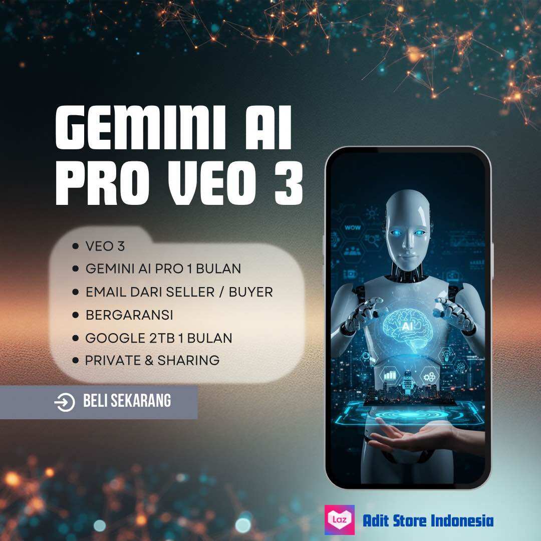 Gemini AI pro Veo 3 private sharing warranty Harga 9,500 rupiah*Gratis Ongkir