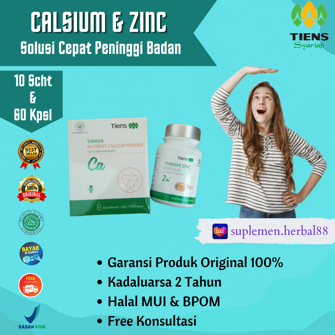 Tianshi Calsium Dan Zinc Capsules Peninggi Badan Dewasa Cepat Terlaris Terbaik Super Grow Up