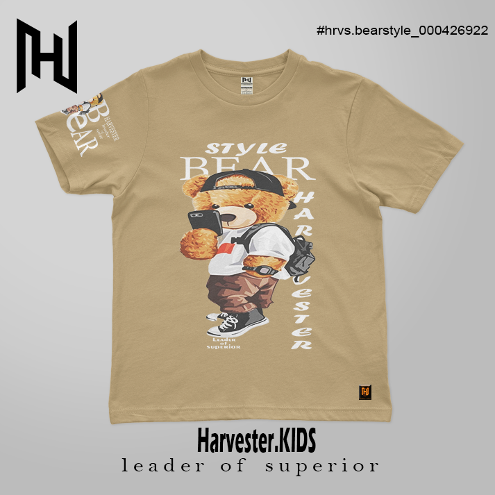 Kaos Anak Laki Laki HARVESTER Beruang Style Cream Usia 2-12 Tahun
