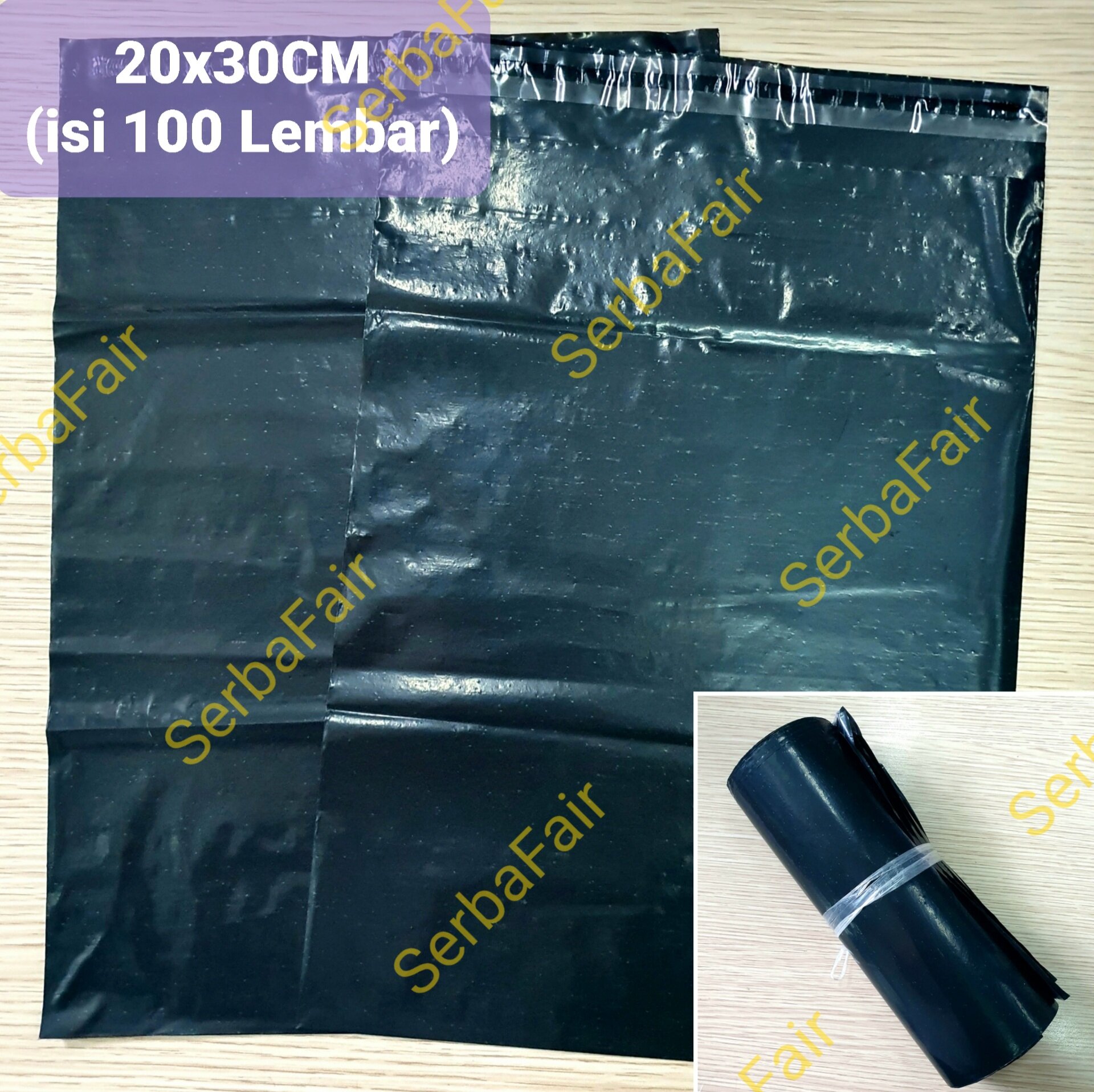 Polymailer Hitam 20x30 Amplop Lem Seal / Plastik Packing online isi 100 / Kualitas Medium