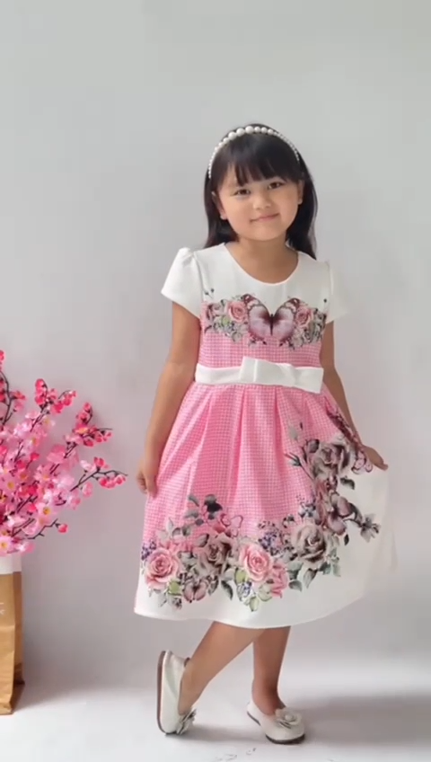 TWO MIX - Baju Dress Anak Perempuan Printing Kupu Lebaran Lucu 1-12 Tahun 4282