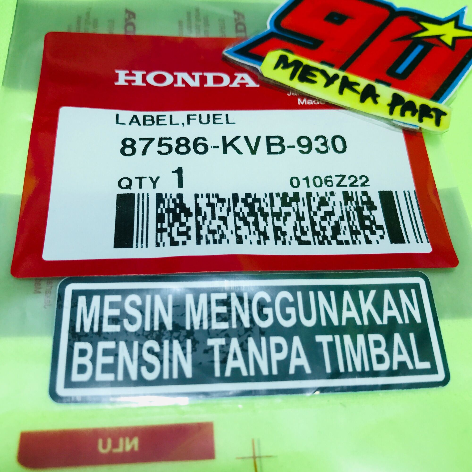 Label Fuel Sticker Stiker Informasi Mesin Menggunakan Bensin Tanpa