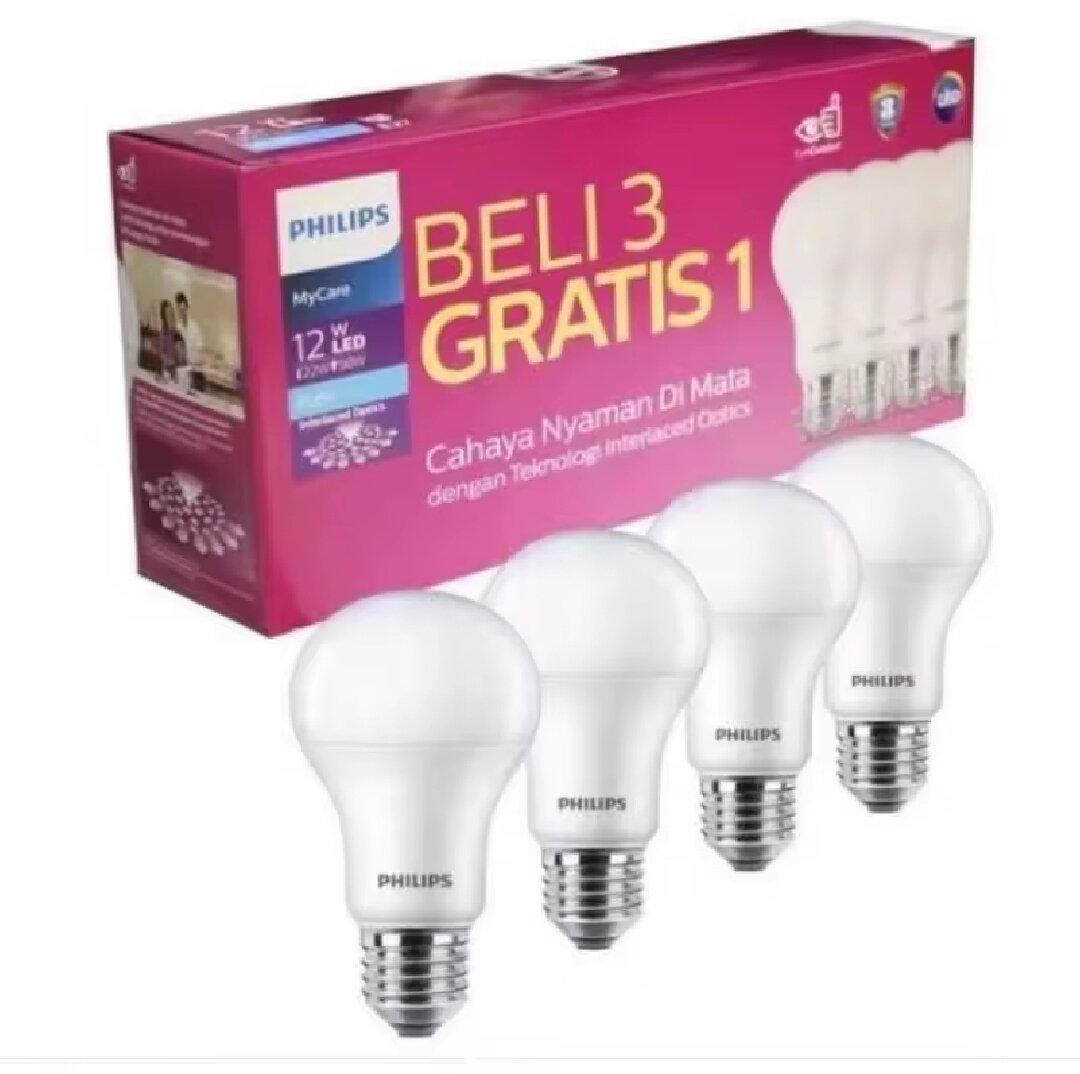 [PROMO] lampu Philips LED bulb Mycare multipack 12 wat beli 3 gratis 1 terbaru