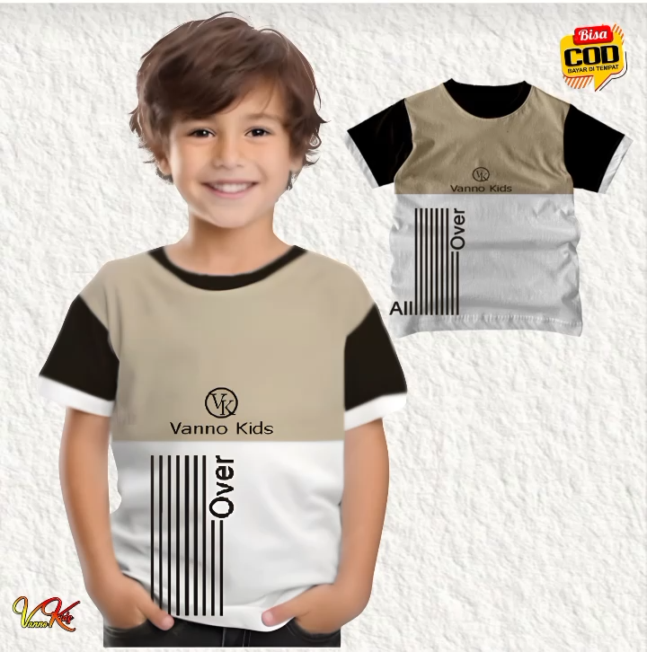 Kaos anak Kombinasi 3-16 Tahun Katun 24s tebal lembut