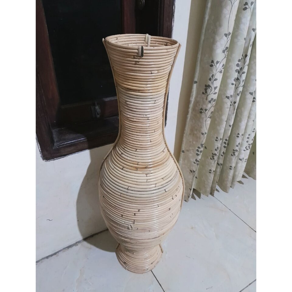 vas rotan / pot bunga kering estetik ukuran 70cm