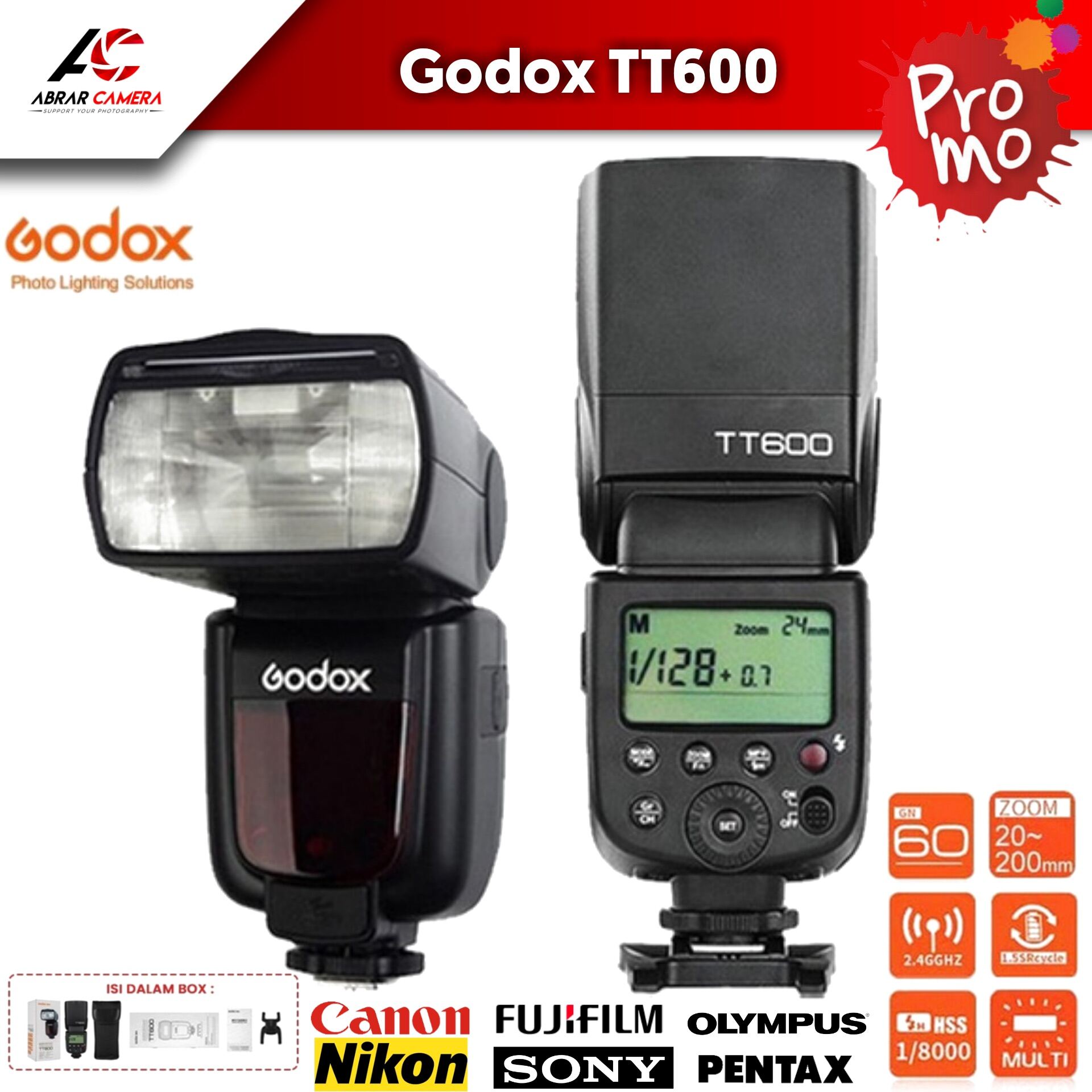 Godox TT600 Universal Flash Speedlite external Canon Nikon Sony