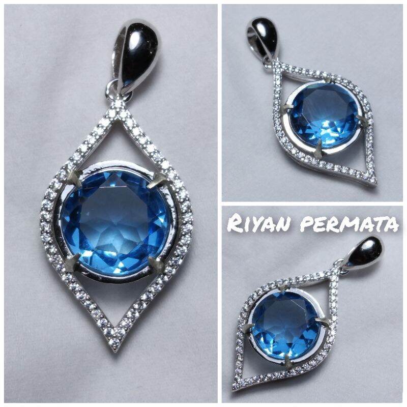Liontin cewek batu permata blue topas | Lazada Indonesia