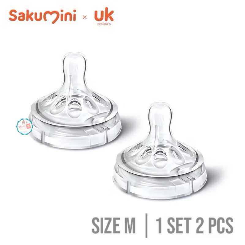 SAKUMINI Dot Botol Susu Bayi Size S M L (isi 2 pcs) | Sakumini Nipple | Dot Botol Wide Neck | Dot Bayi