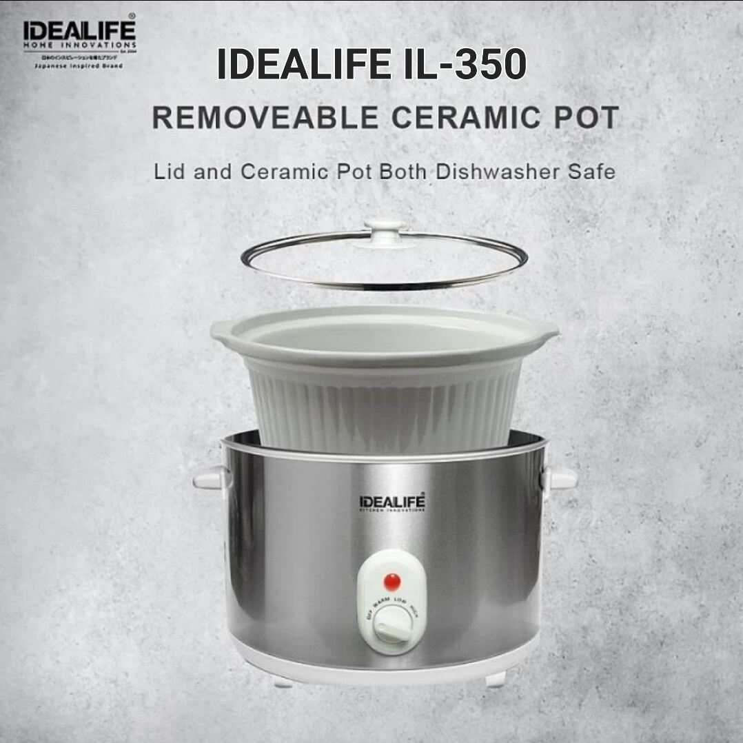 IDEALIFE SLOW COOKER IL 350 CERAMIC STAINLESS STEEL 5 LITER Lazada