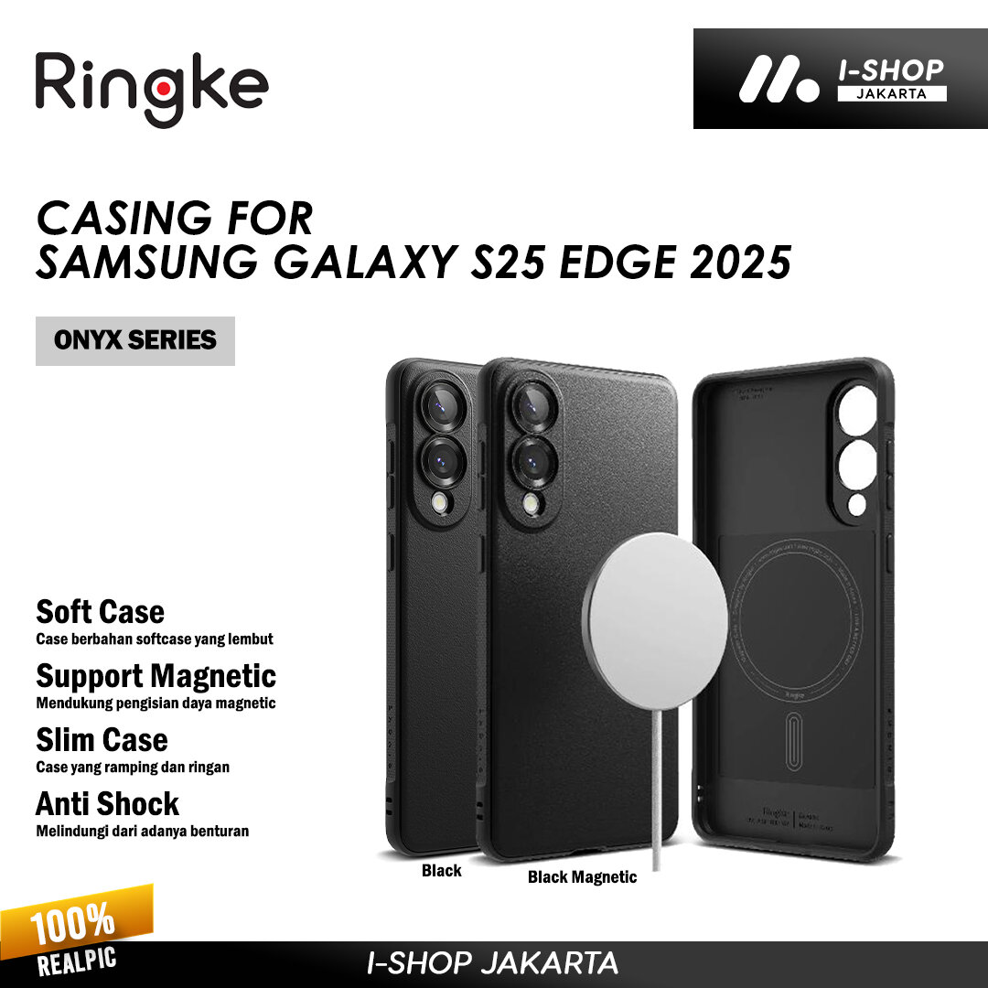 Casing Samsung Galaxy S25 Edge 5G 2025 Ringke Onyx Series Ring Magsafe Magnetic SoftCase TPU Silicone Bumper Shockproof Cover Slim Wireless Anti Shock Harga 532,000 rupiah*Gratis Ongkir