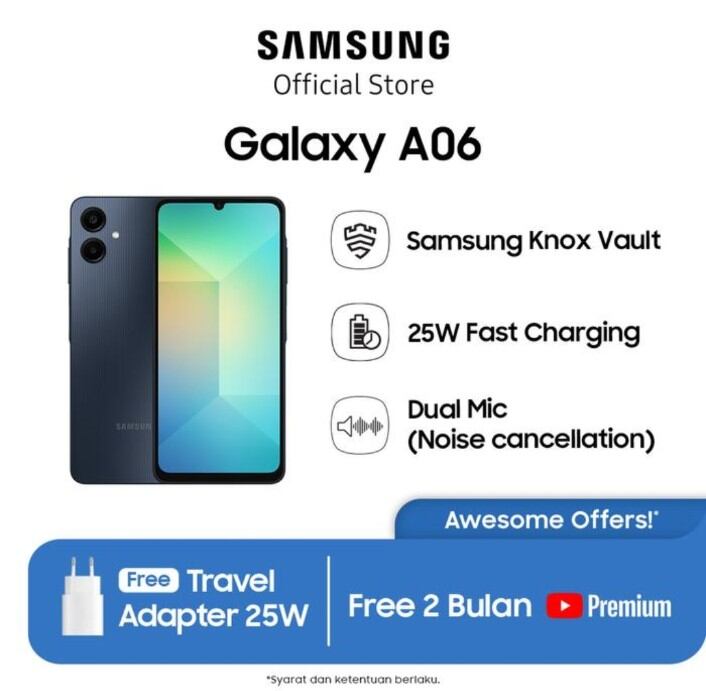 SAMSUNG A06 RAM 6/128 GB garansi resmi original Harga 1,899,000 rupiah*Gratis Ongkir