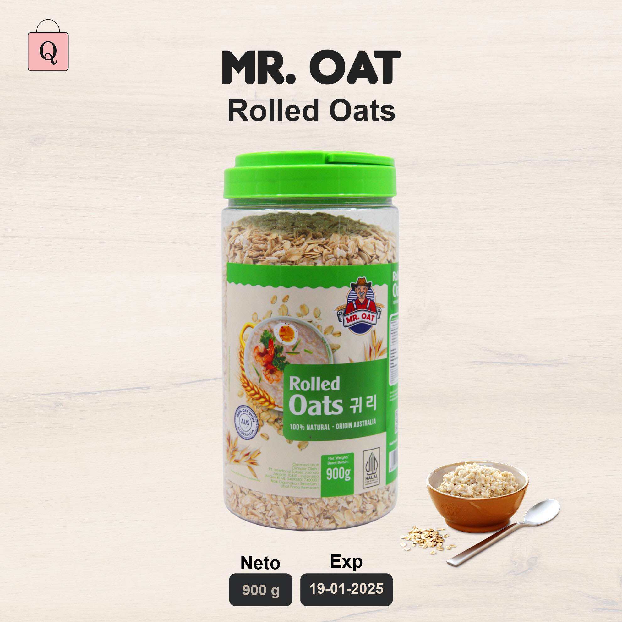 Mr Oat Rolled Oat 900 gram - Sarapan Sereal Gandum Origin Australia ...