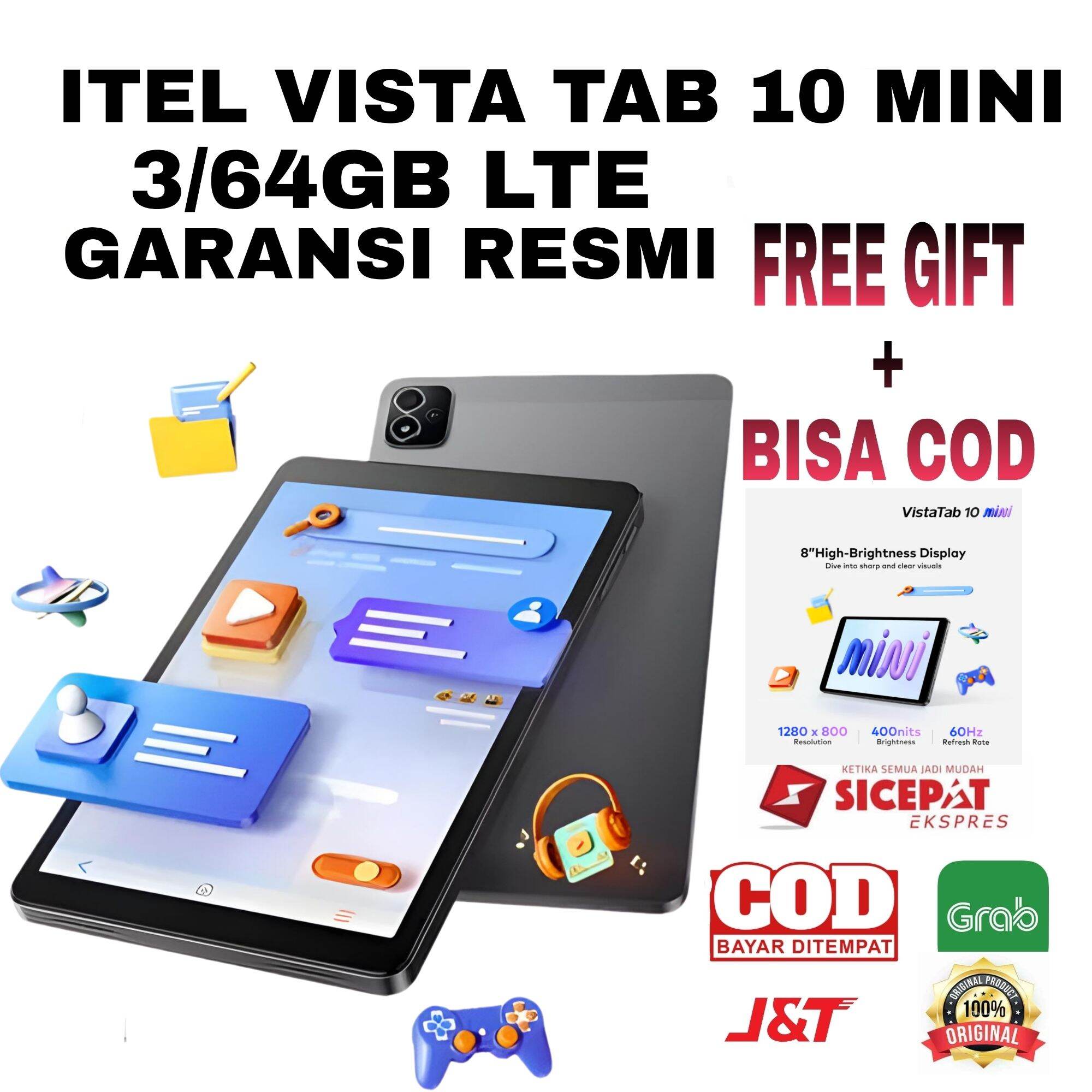 Itel Vista Tab 10 Mini Tablet 3/64 LTE Garansi Resmi Giá 1,108,000 Đồng*Miễn phí vận chuyển