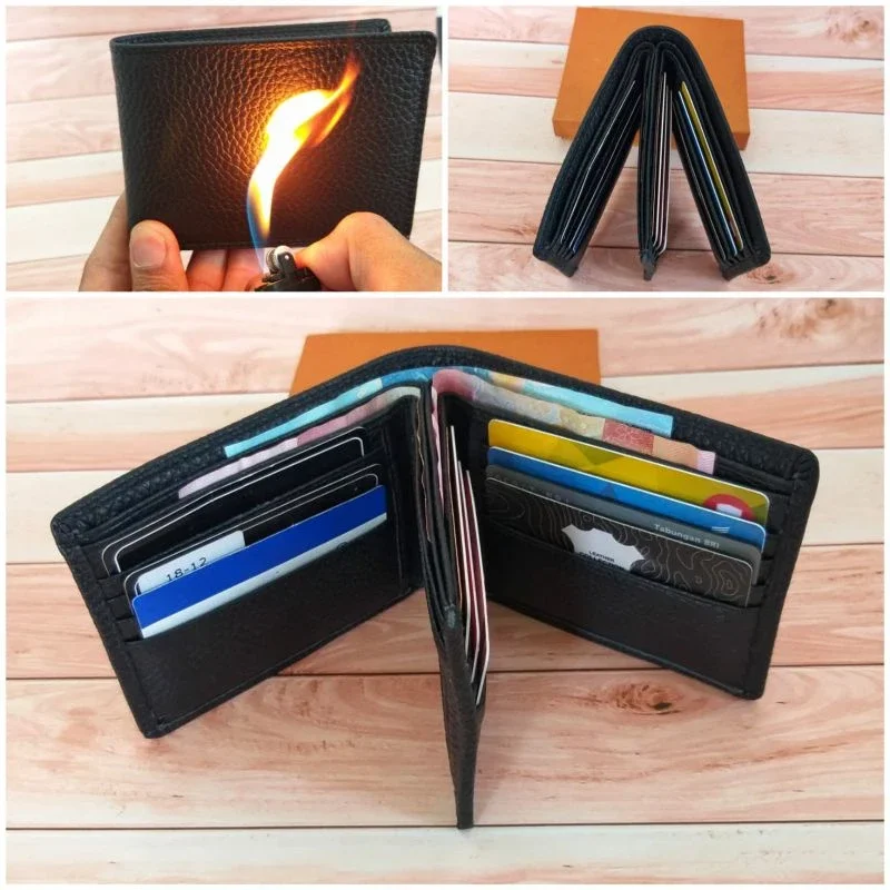Dompet Kulit Asli 3 Dimensi 20 Slot Penyimpanan Dompet Kulit Pria