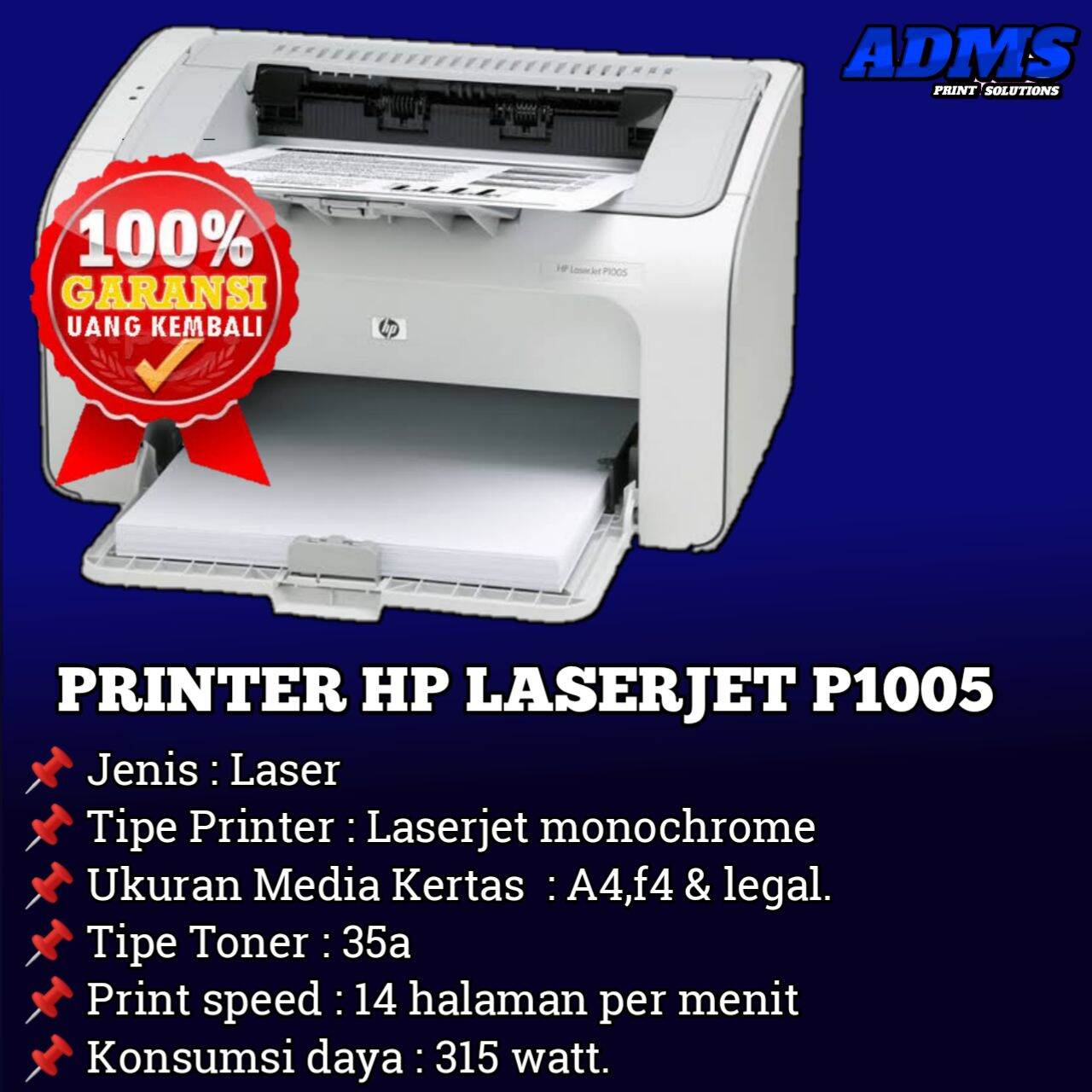 Printer Hp LaserJet p1005 + toner 35a | Lazada Indonesia