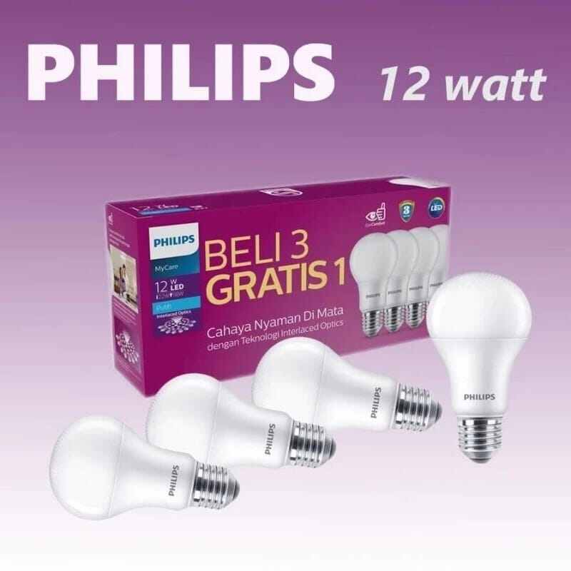 [ ISI 4 PCS ] Lampu LED Philips 12 Watt my care isi 4pcs - 12 watt Multipack Warna Putih Mycare Philips