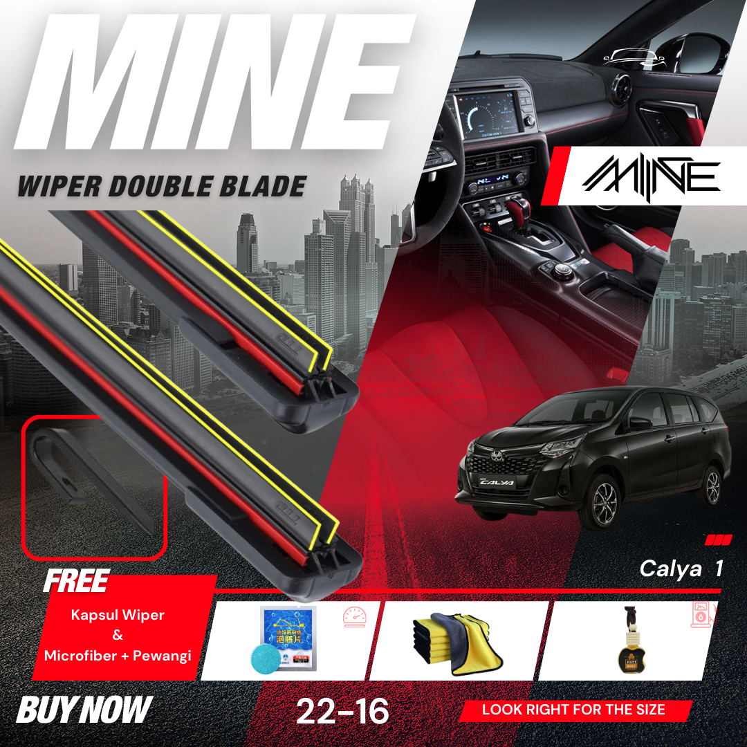 Wiper Frameless Double Blade TOYOTA CALYA 1 Pasang FREE BONUS Harga 47,250 rupiah*Gratis Ongkir