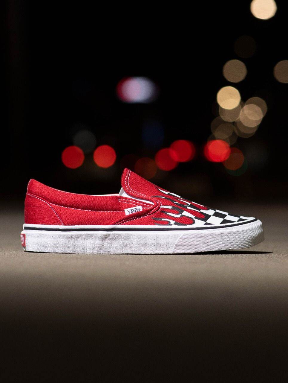 flame checkerboard vans