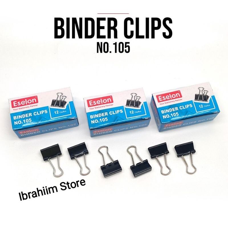 (12pcs) Binder Clips 105 / 1box Double Clip / Penjepit kertas Eselon