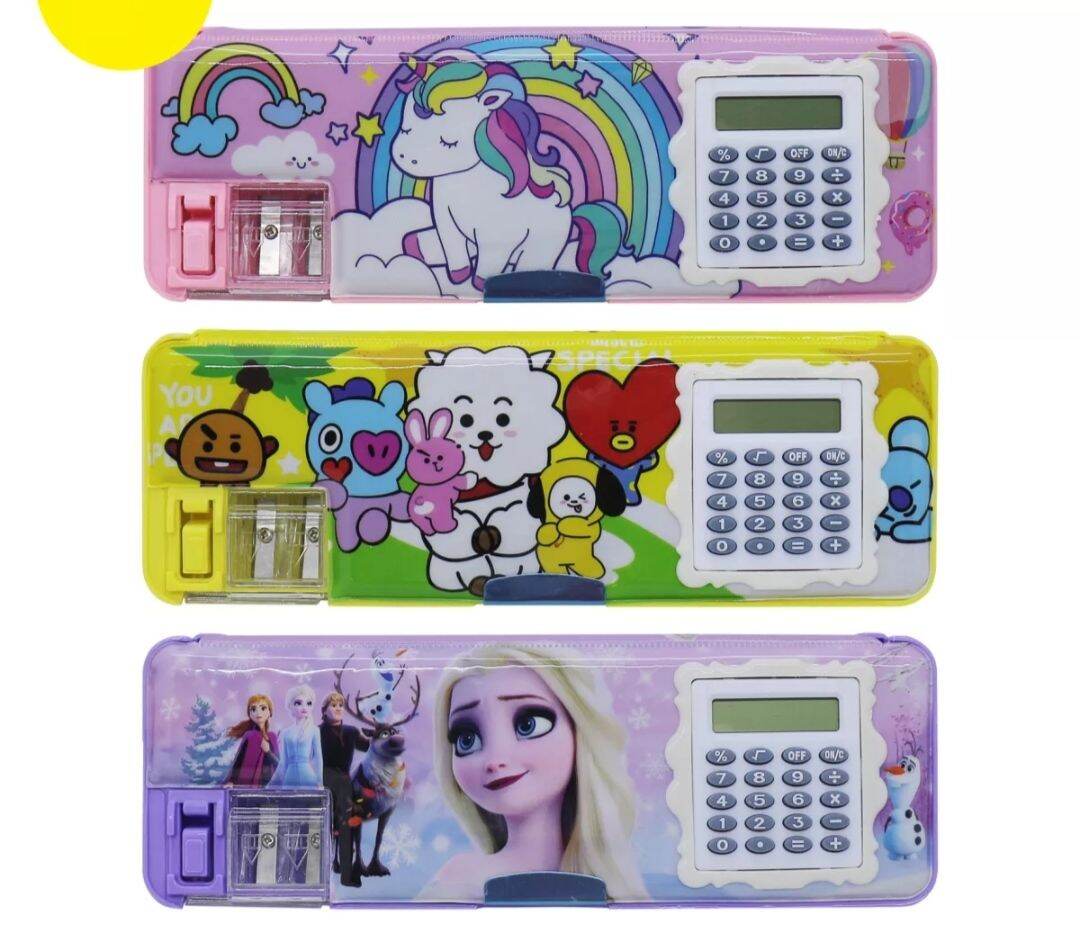 kotak pensil / tempat pensil kalkulator study set karakter