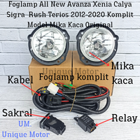 Foglamp All New Avanza Xenia Calya Sigra Rush Terios Komplit Kabel 2012-2020 Model Mika Kaca Original