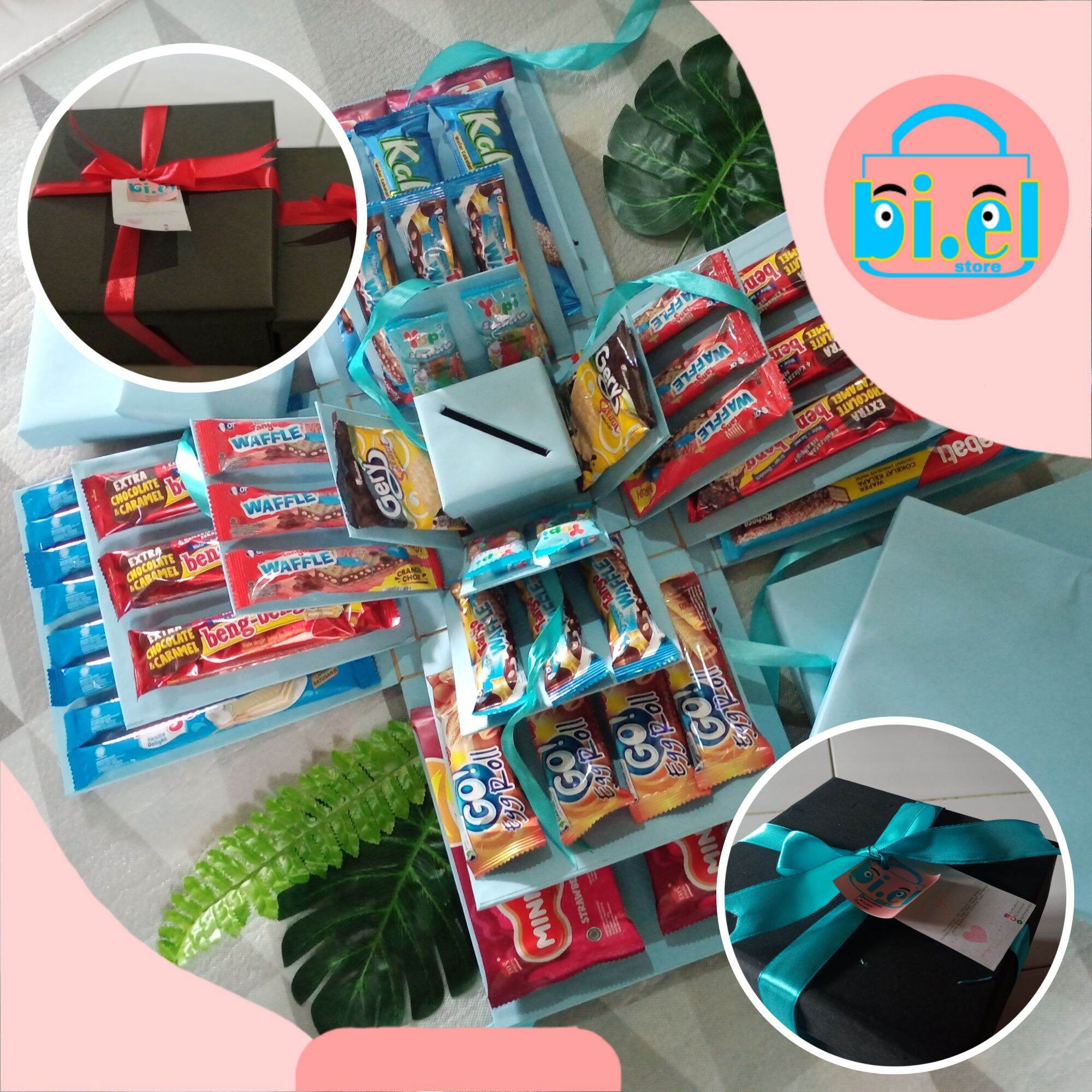 Eksposion box 4 Layer | Box snack ulang tahun, anniversary, hadiah snack