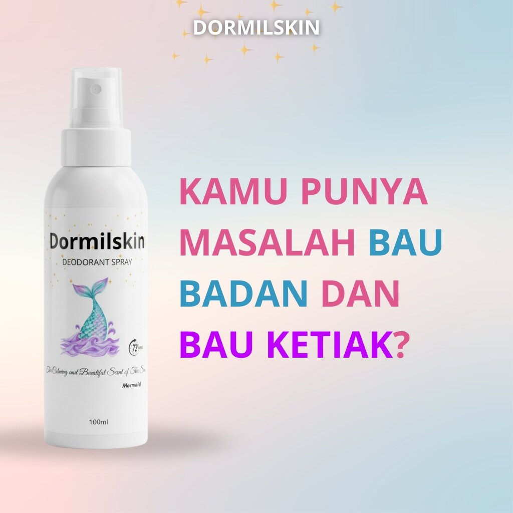 DORMILSKIN Mermaid Deodorant Spray Pria/Wanita - Ampuh Hilangkan Bau Badan Keringat Berlebih Keti...