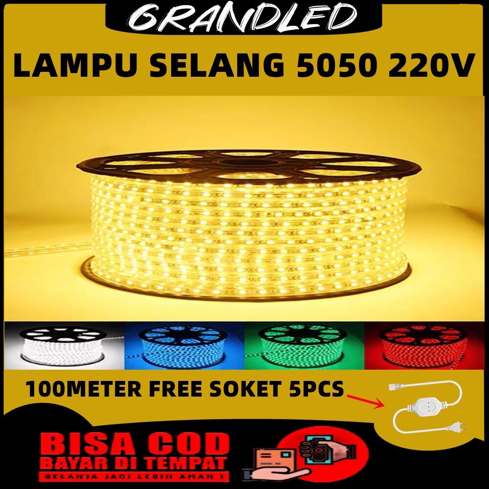 Harga lampu hias	 Lampu Selang Led Strip 5050 100Meter Ac 220V Waterproof Free Soket 5Pcs Lampu Selang Led Drop Ceilin 	