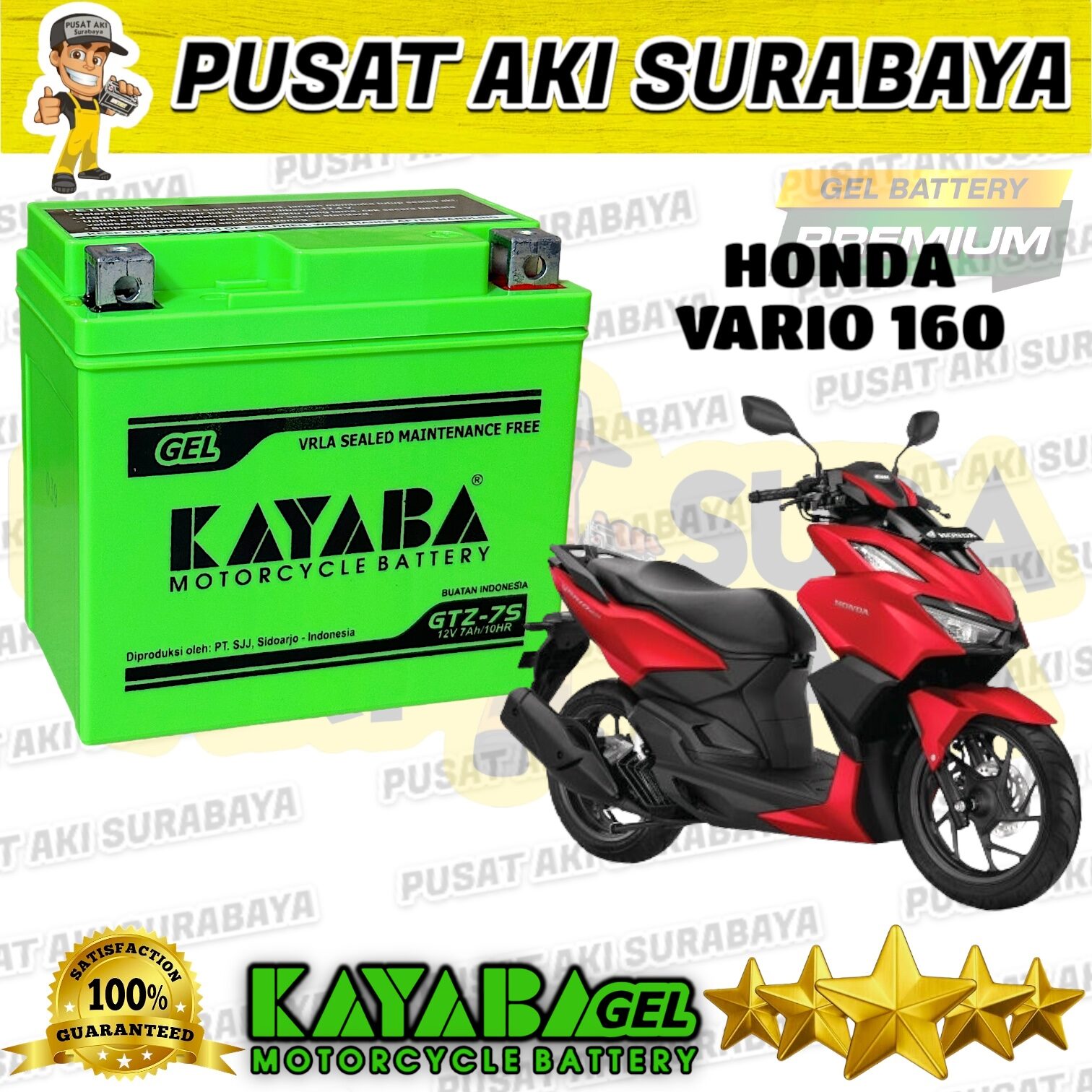 TERMURAH AKI VARIO 160 KAYABA GTZ7S HIJAU BERGARANSI SCOOPY GSX R150