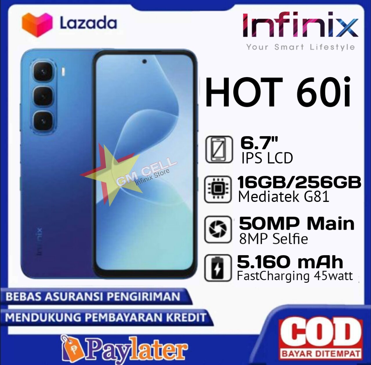 Infinix Hot 60i NFC 16 + 256 new original official warranty. IMEI registered by Ministry of Industry Harga  1,350,000 Ringgit*Penghantaran Percuma