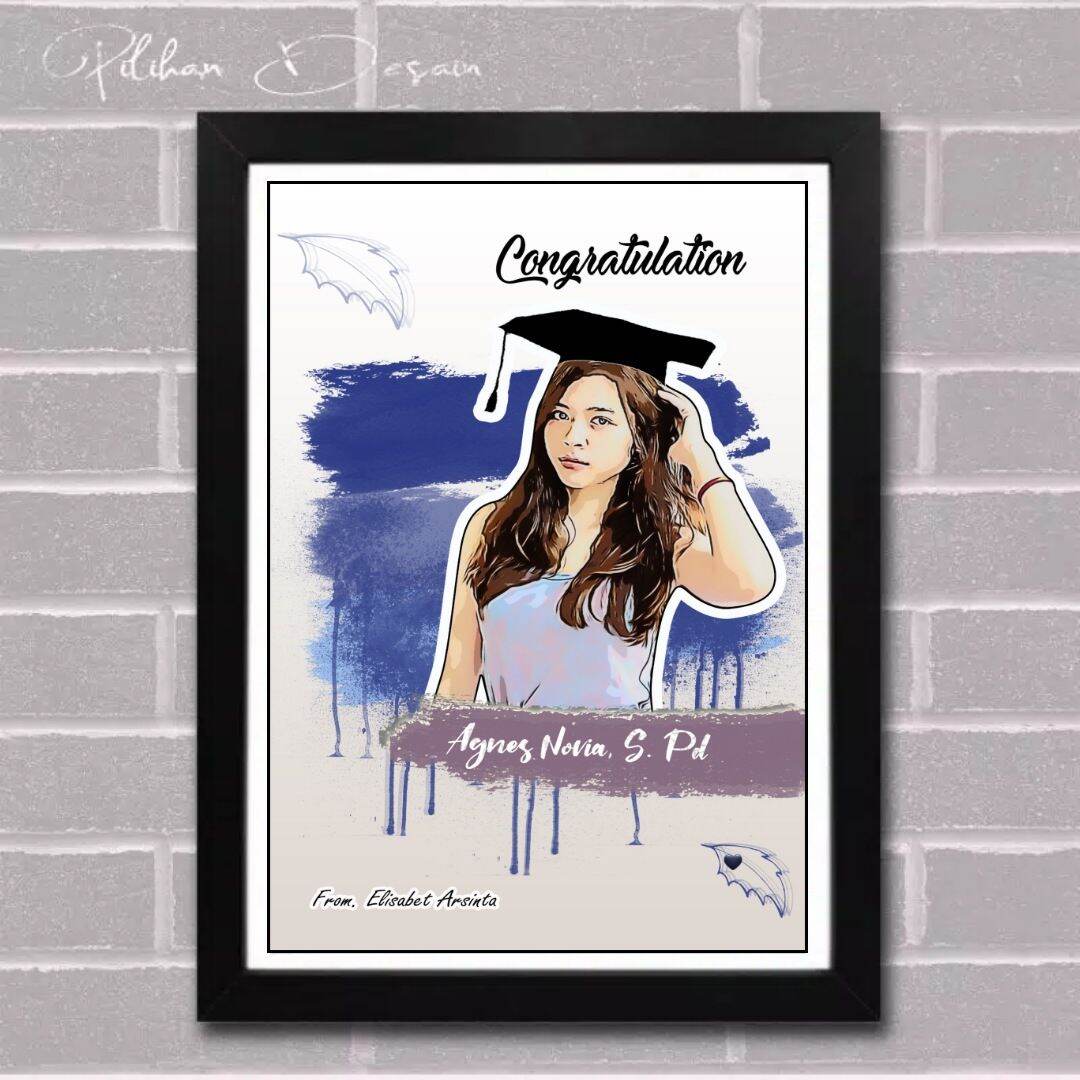 FRAME KACA + CETAK + DESAIN foto karikatur splash kado hadiah hadiah hampers custom ultah wisuda anniv…