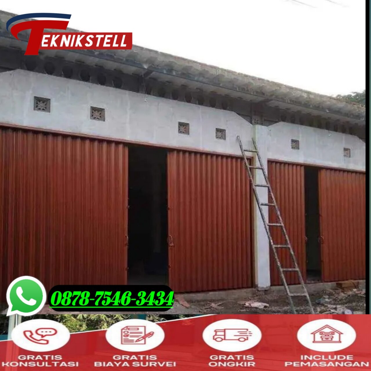 folding gate galvalum anti karat slat 0.4mm pintu warung pintu