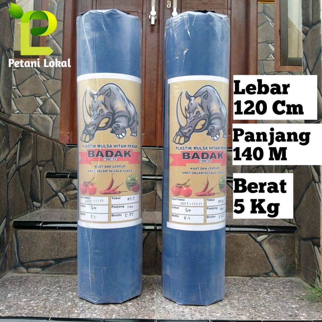 Plastic mulch black silver 5 kg width 120 cm length 140 m cap Kebo/Rhino Harga  153,000 rupiah*Gratis Ongkir
