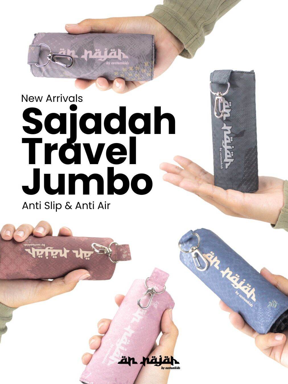 An-Najah Sajadah Besar Jumbo Big Size Travel Gulung / Genggam Anti Slip Premium Waterproof cocok untuk…