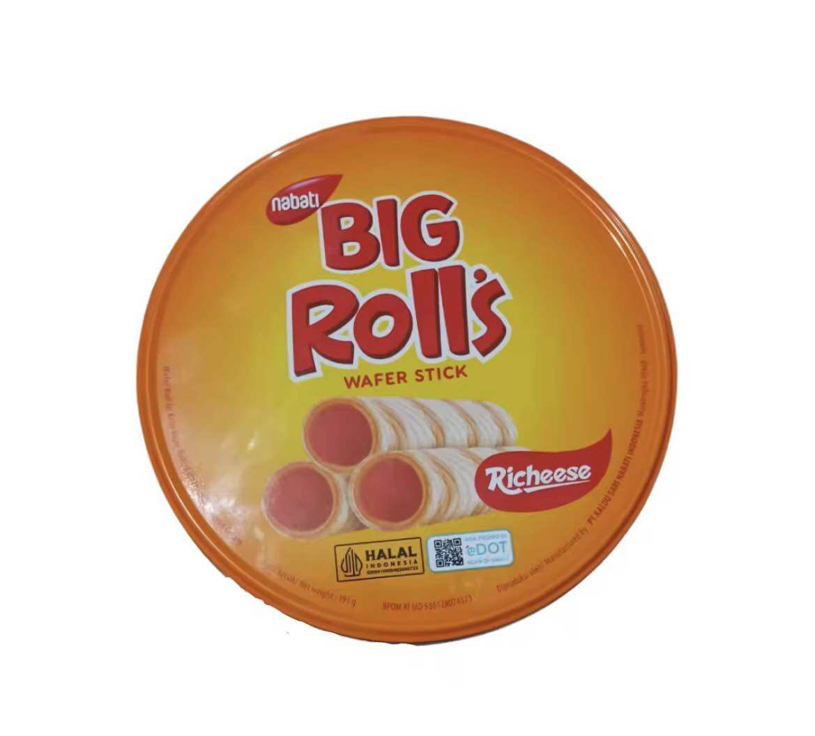 Nabati Big Rolls Richeese Wafer Stick 191gr Wafers Rolls Kemasan Kaleng ...