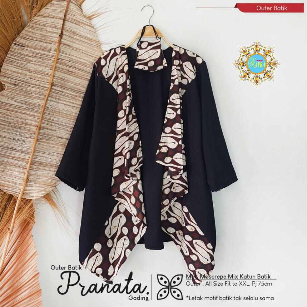 Outer Baju Batik Wanita Dewasa Batik Asli Solo Katun Kombinasi Polos Dan Motif Terbaru 