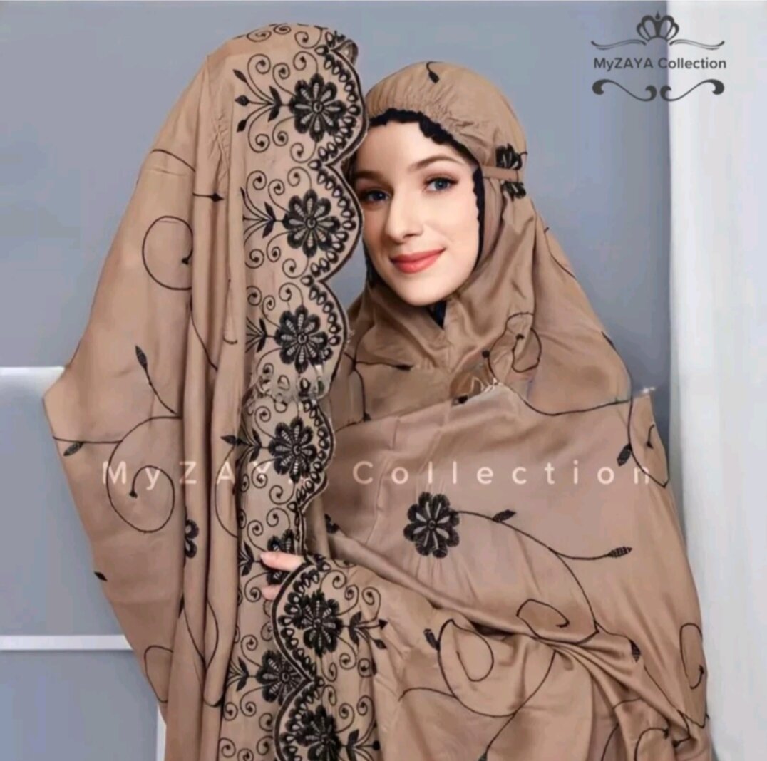 Mukena Dewasa Gracella Full Bordir Bunga Teratai Renda Series Bordir Cantik Elegan