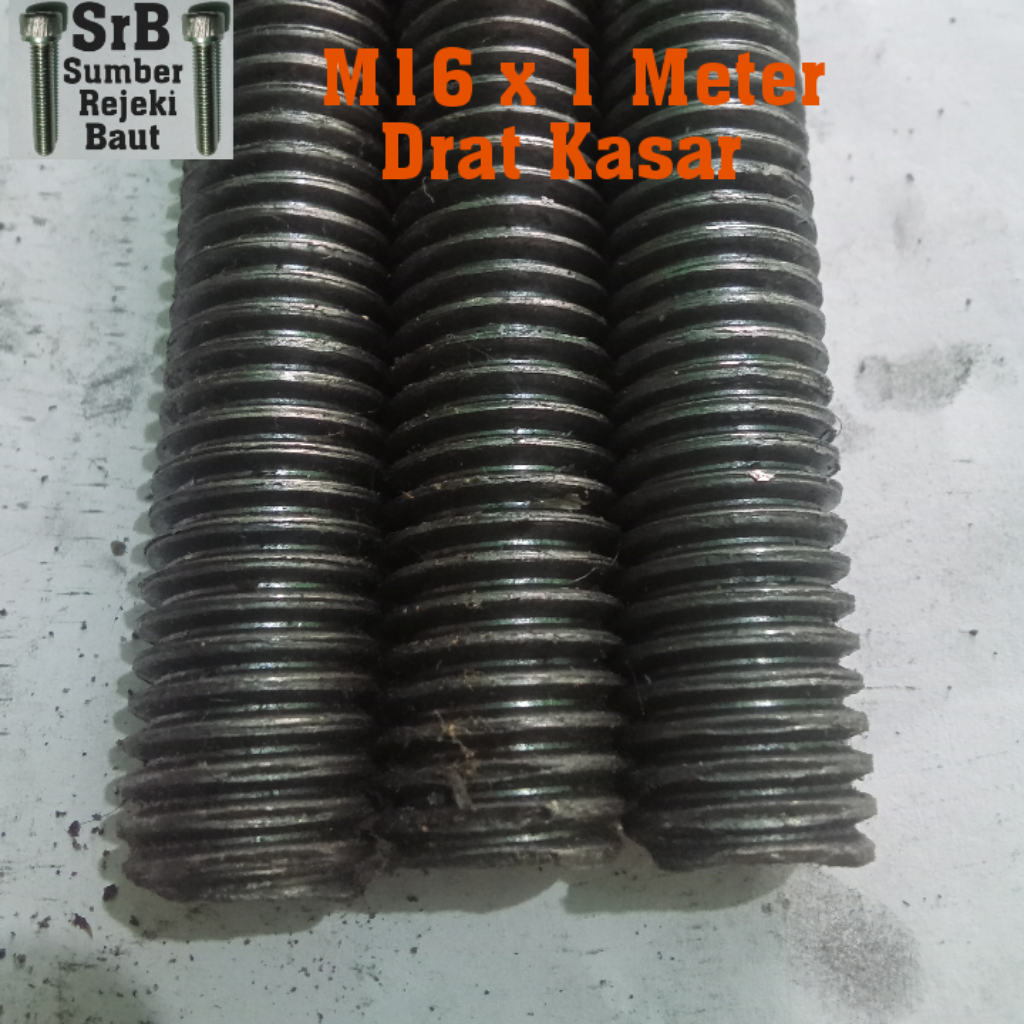 As Drat M16 Panjang 1 Meter Drat Kasar Baut Long Full Drat Lazada