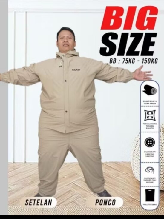Big Size Raincoat Jumbo Raincoat Anti-Seepage Raincoat Harga 15,985 rupiah*Gratis Ongkir